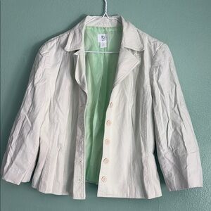 Apt. 9 Cream and Green Blazer with Tailored Silhouette